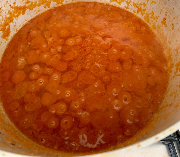Step 3.2: Add tomato puree and cook for 3-4 minutes till oil releases to the surface and leaves the sides of the pan