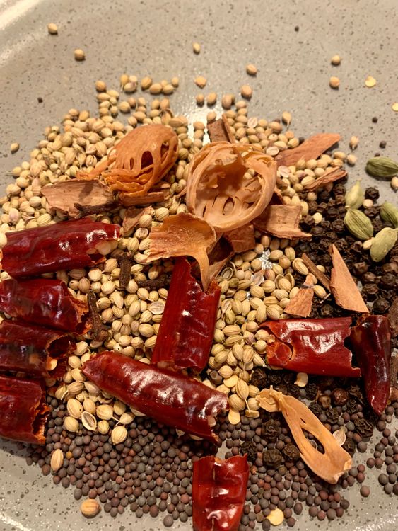 Step 1.1: Immediately transfer the spices to a plate and let them cool completely