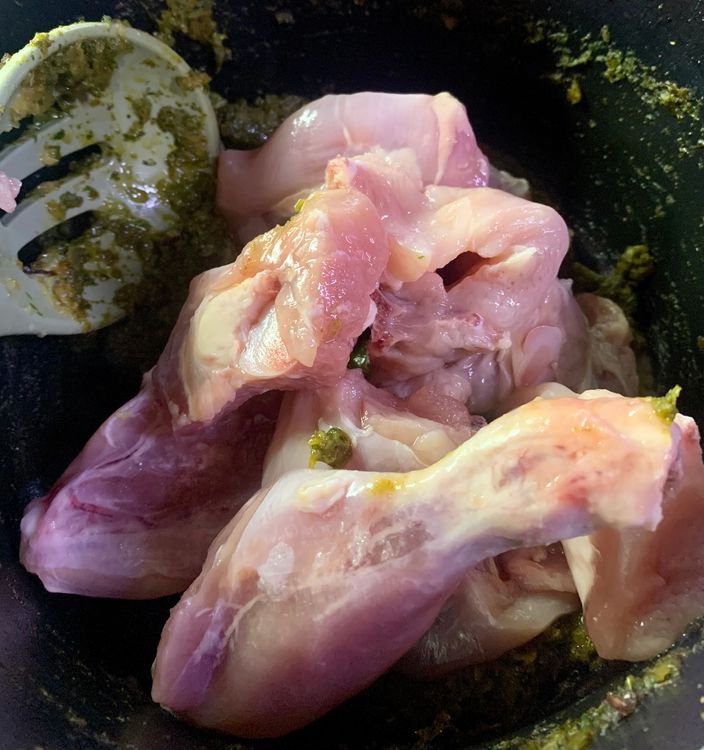 Step 2.1: Now add the chicken pieces and salt