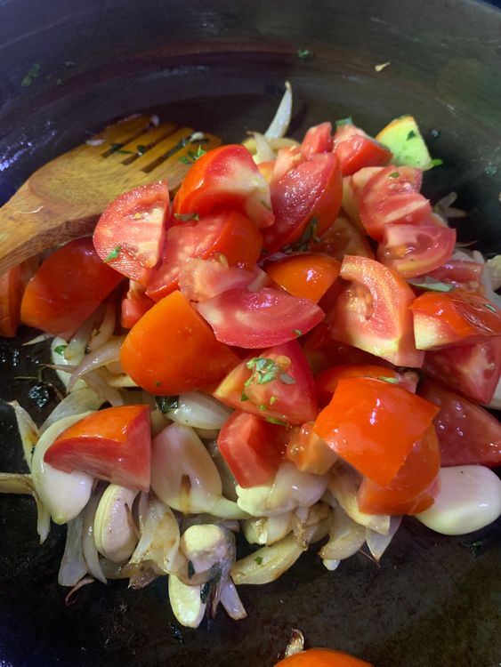 Step 2.1: Add the tomatoes and mix