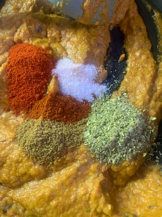 Step 2.1: Add coriander powder, garam masala, red chilli powder, kashmiri red chilli powder and salt