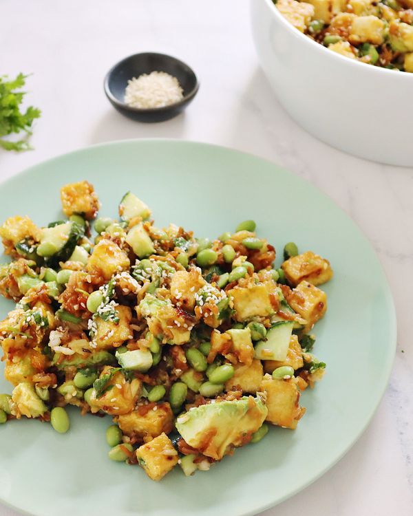 Crispy Rice Salad with Tofu and Peanut Dressing recipe