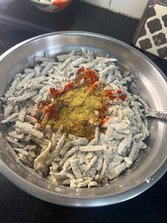 Step 1.1: Add salt, coriander powder, and chilli powder to taste