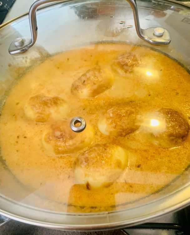 Step 1.2: Pour in the milk, stir and cover the pan for 4-5 minutes on low-medium heat, stirring occasionally