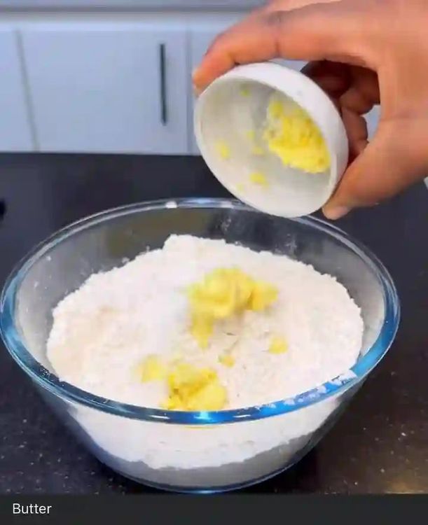 Step 2.2: In a bowl, combine sieved flour and butter