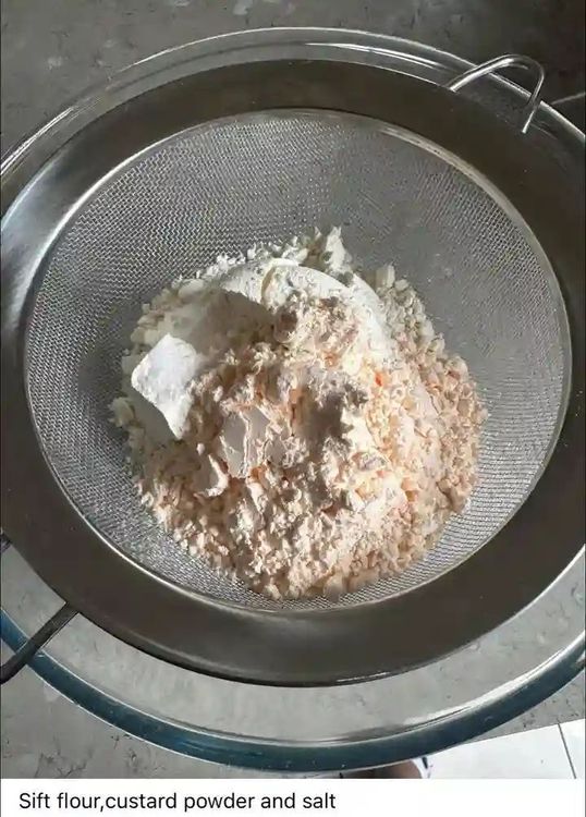 Step 1.2: Sift flour and custard powder together