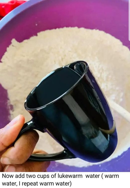 Step 1.1: Add warm water to the mixture