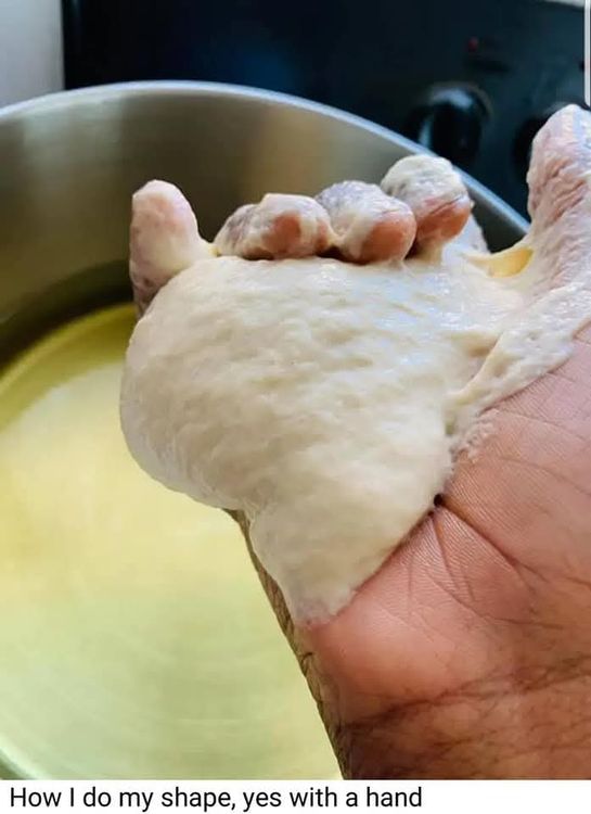 Step 1.1: Scoop with a deep small spoon or scoop the mold of your hand and Fry the dough until golden brown