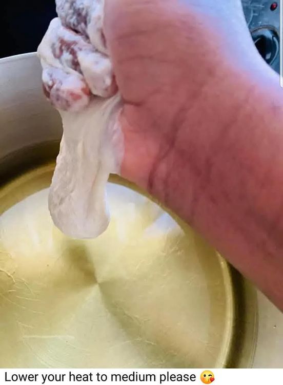 Step 1.2: Scoop with a deep small spoon or scoop the mold of your hand and Fry the dough until golden brown