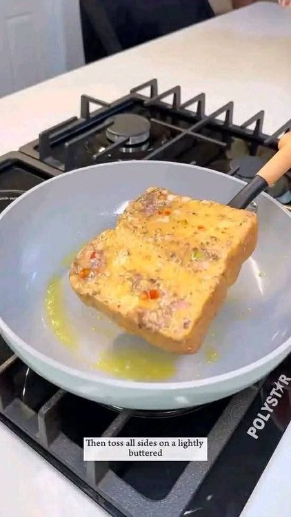 Step 1.4: Place the coated bread in the pan and cook all sides until golden brown and crispy