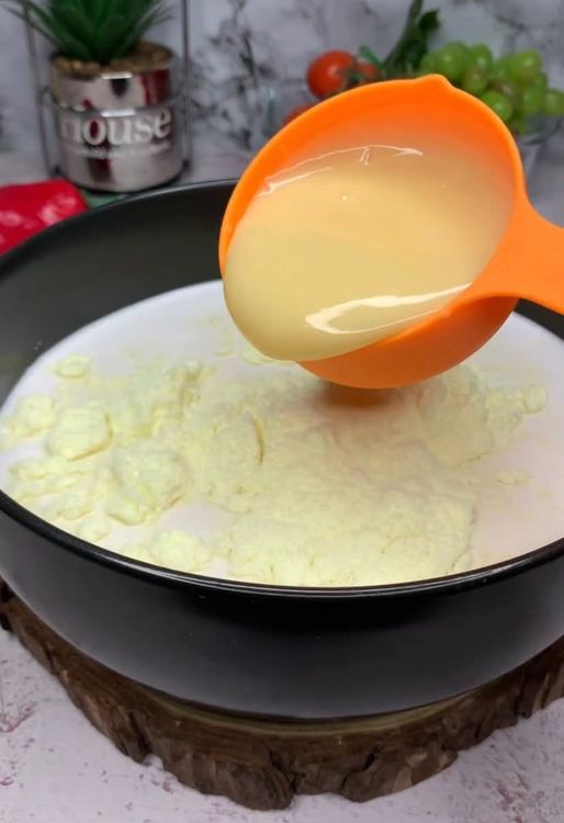 Step 1.2: Mix the extracted coconut milk with powdered milk and condensed milk until well combined