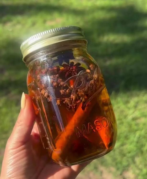Step 1.1: Add cloves, cinnamon sticks, star anise, and mint leaves or peppermint oil to the jar