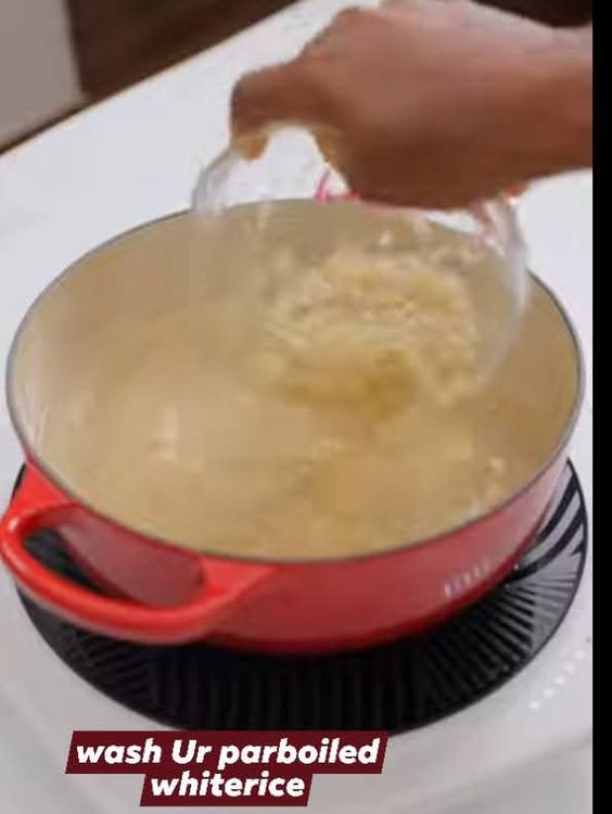 Step 1.1: Bring water to a boil , add washed rice and sprinkle a pinch of salt into the almost boiling water