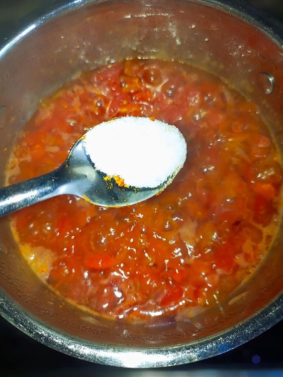 Step 1.1: Add the chopped fresh peppers, dry pepper, salt, and seasoning cubes