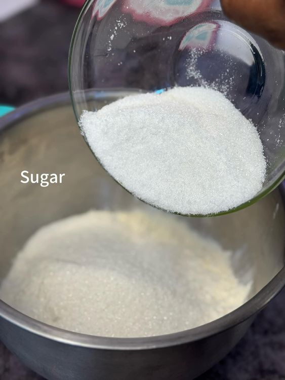 Step 1.2: In a bowl, add flour, sugar, baking powder, and salt