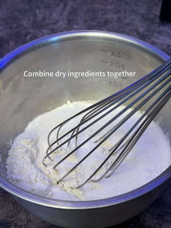 Step 1.3: In a bowl, add flour, sugar, baking powder, and salt