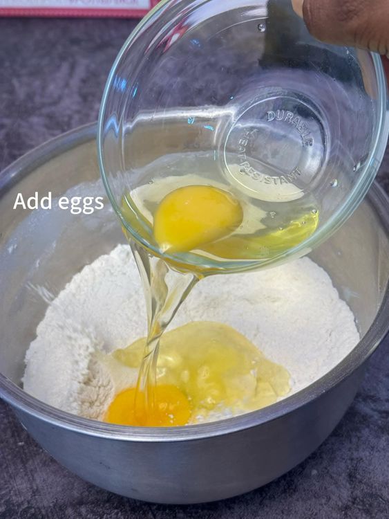 Step 1.2: Add eggs, vegetable oil, buttermilk, and vanilla flavor
