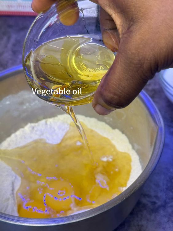 Step 1.1: Add eggs, vegetable oil, buttermilk, and vanilla flavor