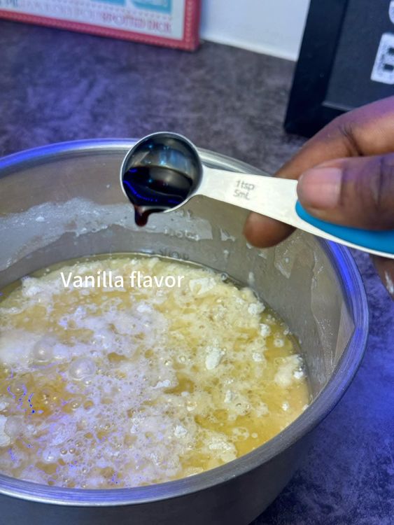 Step 1.3: Add eggs, vegetable oil, buttermilk, and vanilla flavor