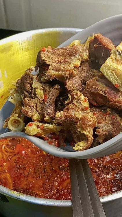 Step 1.1: Stir fry again for 30 seconds, then add your cooked tender meat and stock fish
