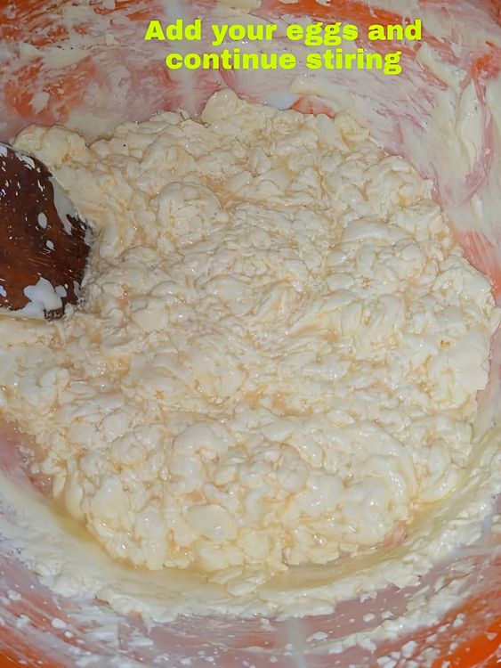 Step 1.2: Add the eggs and continue mixing until well combined