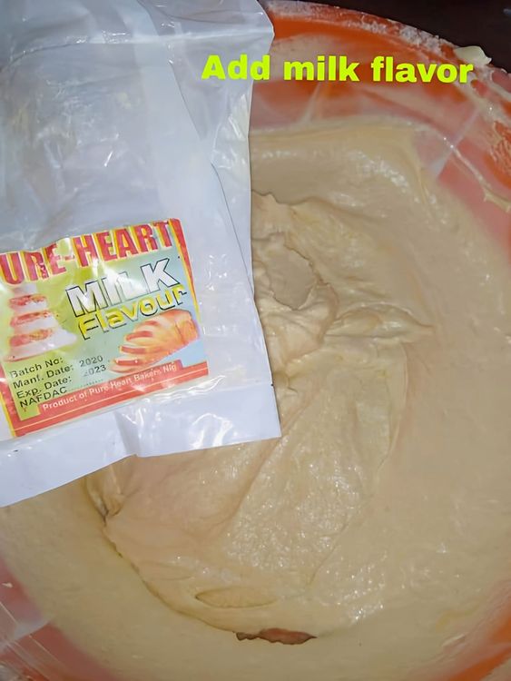 Step 1.2: Add milk flavor, baking powder, and any flavor of your choice