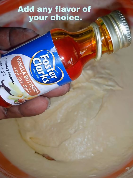 Step 1.4: Add milk flavor, baking powder, and any flavor of your choice