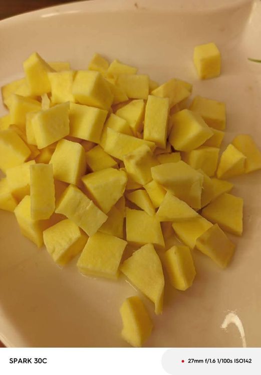 Step 1.3: Peel and cut the sweet potatoes into cubes or desired shapes