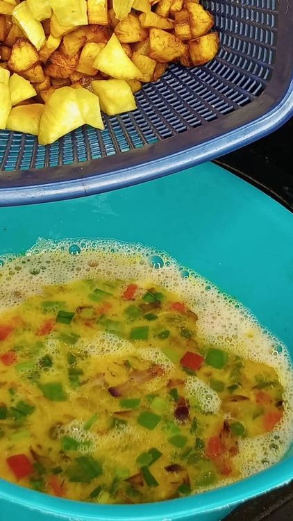 Step 2.2: Add the cooled sauce into the whisked eggs and mix well