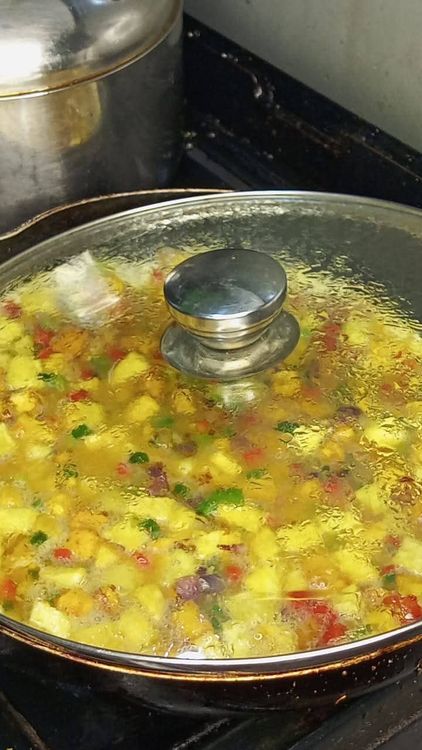 Step 2.4: Heat the oil in the pan and pour the mixture evenly over the pan