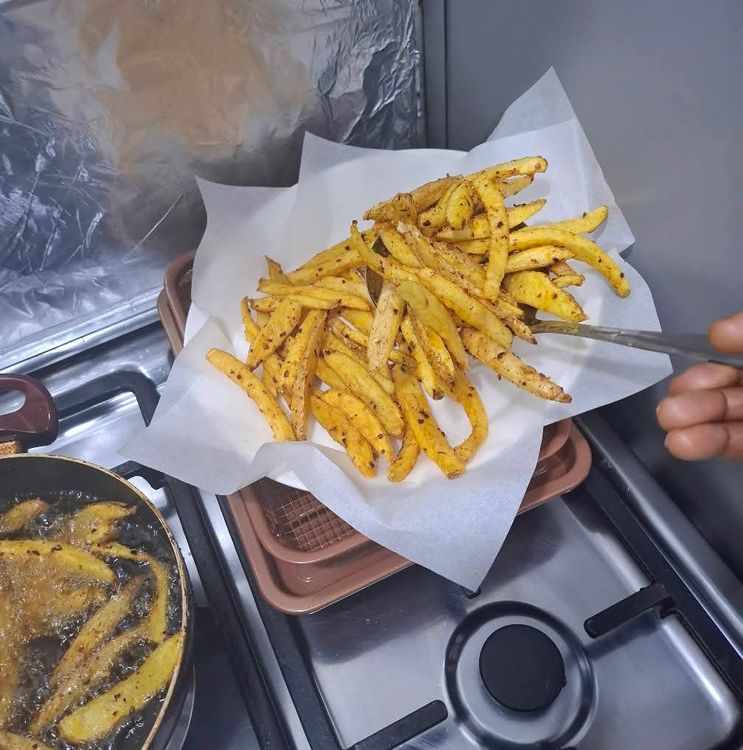 Step 1.3: Drain the fried chips on paper towels to remove excess oil