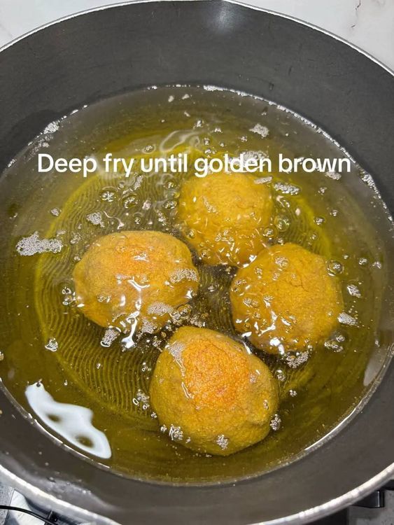 Step 4.1: Fry the coated buns until they are golden brown