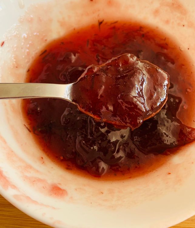 Step 2.1: In a small bowl, whisk together the cranberry sauce, apple cider vinegar, and honey until smooth
