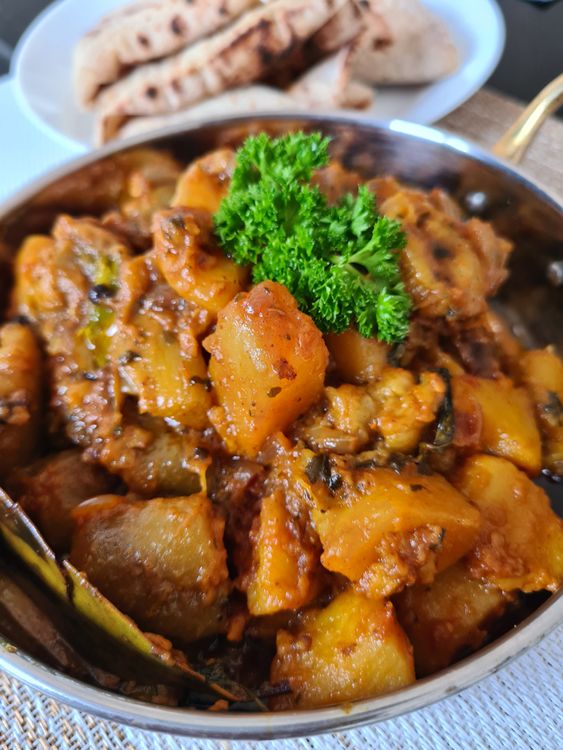 Achari Eggplant & Potato Curry recipe