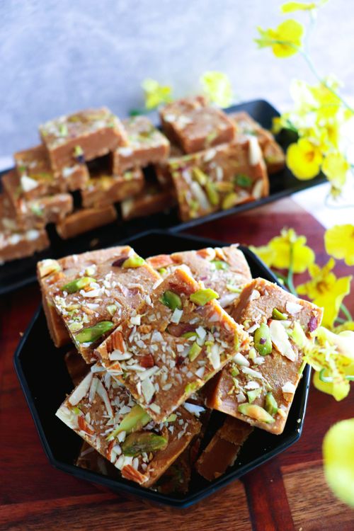 Besan Burfi with Milk Powder       (No Khoya, No Condensed Milk) recipe