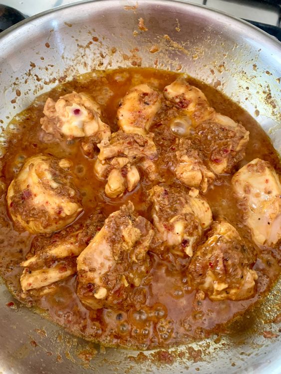 Step 3.2: Add the marinated chicken and cook on high heat for 3β4 minutes to coat well