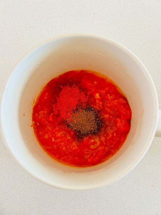 Step 1.1: Add paprika, cumin, and salt, and stir to combine