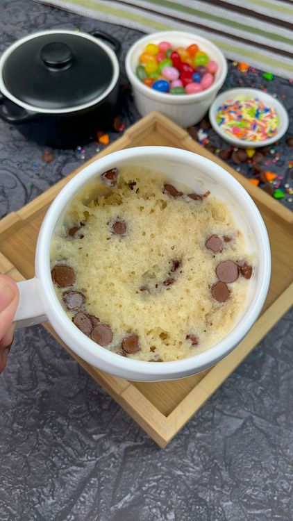 Step 1.1: Let the mug cake rest for a minute before enjoying