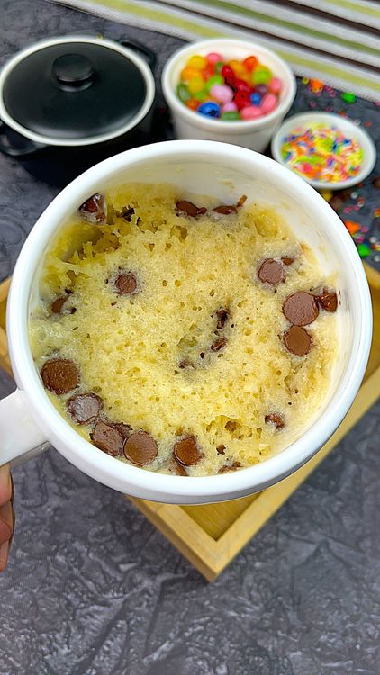 Easy Chocolate Chip Mug Cake | Eggless Chocolate Chip Mug Cake Recipe recipe