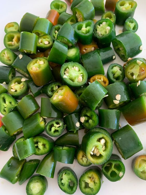 Step 1.1: Rinse the bullet green chillies and pat them dry