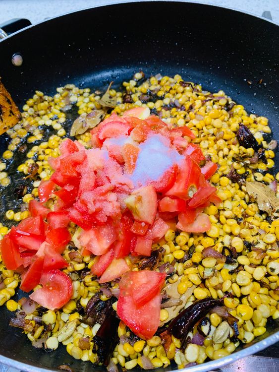 Step 3.1: Add tomatoes and salt