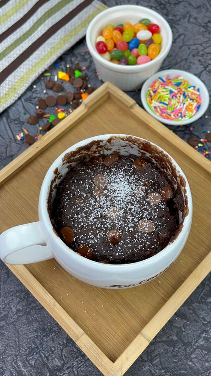 Step 1.2: Carefully remove the mug from the microwave, dust with powdered sugar if desired, and enjoy!
