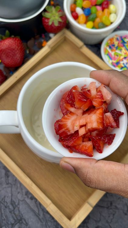Step 2.1: Gently fold in the chopped strawberries