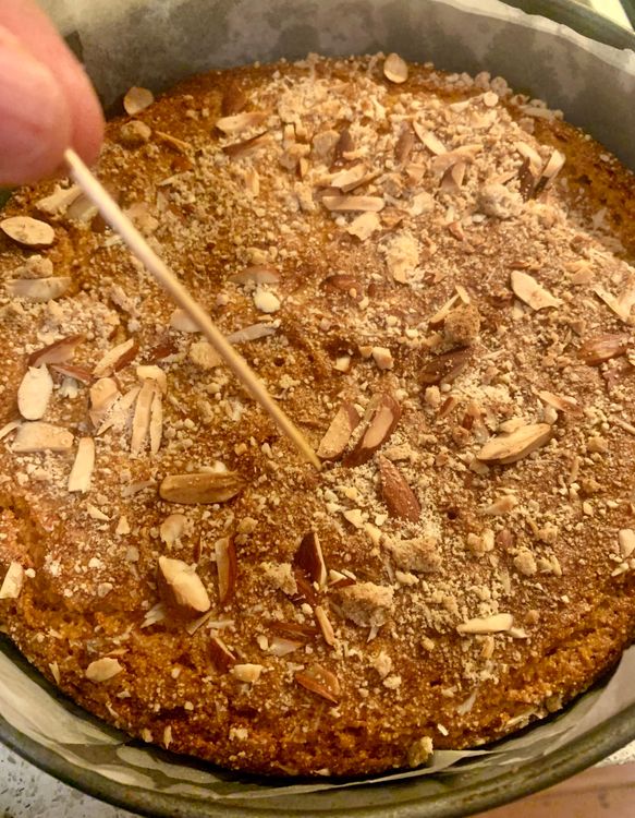 Step 1.1: Place the cake tin in the preheated oven and bake for 35-40 minutes or until the top turns golden