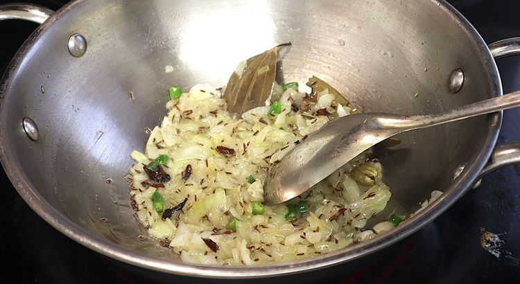 Step 1.5: Add chopped onions and green chillies