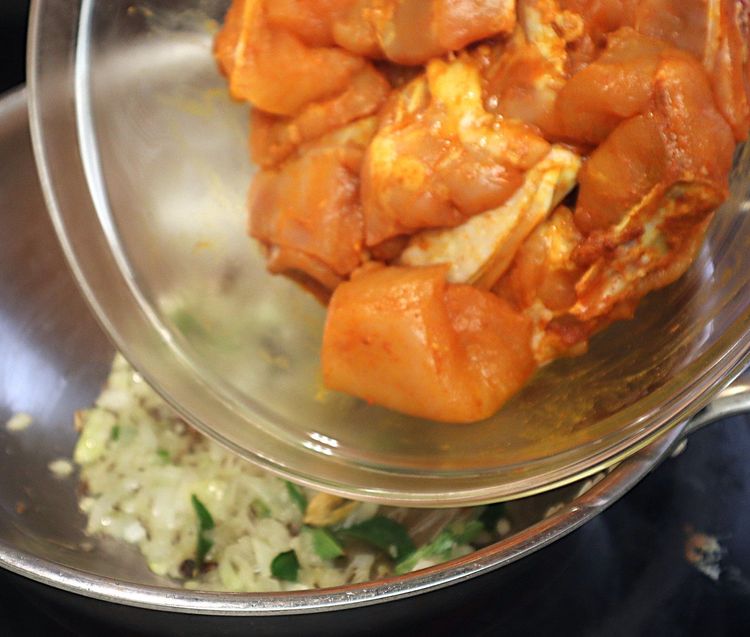 Step 1.1: Add marinated chicken and sauté for 2 minutes