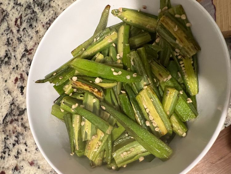 Step 1.1: Once the bhindi is cooked, take it out from the pan and keep it in a bowl