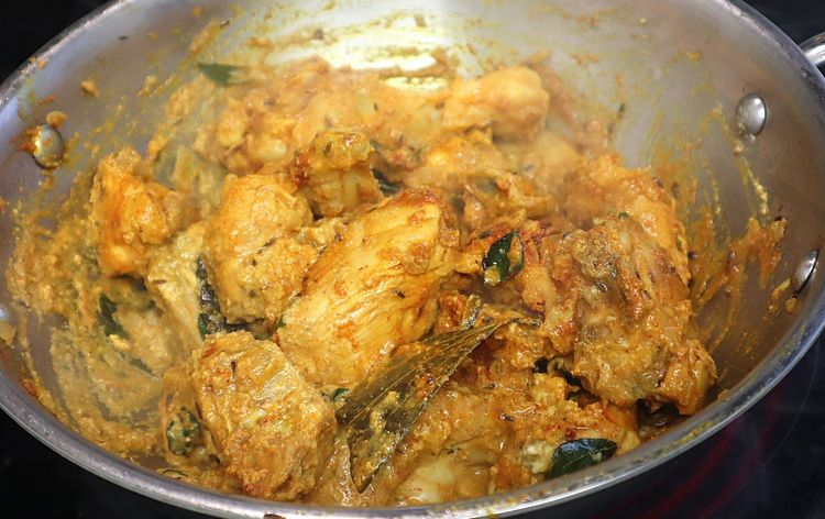 Step 1.5: Add the freshly ground masala paste, red chilli powder, and turmeric powder
