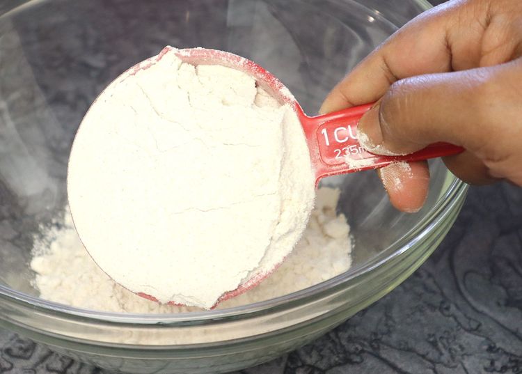 Step 1.2: In a large bowl, take wheat flour, sugar, and salt
