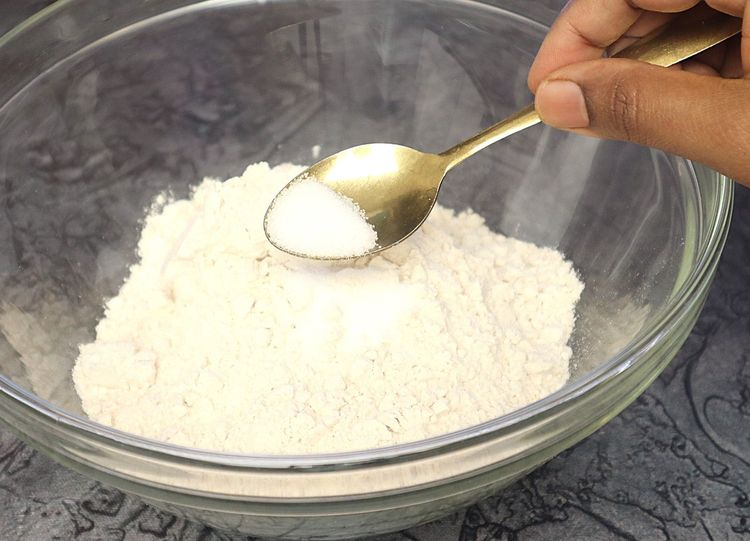 Step 1.5: In a large bowl, take wheat flour, sugar, and salt